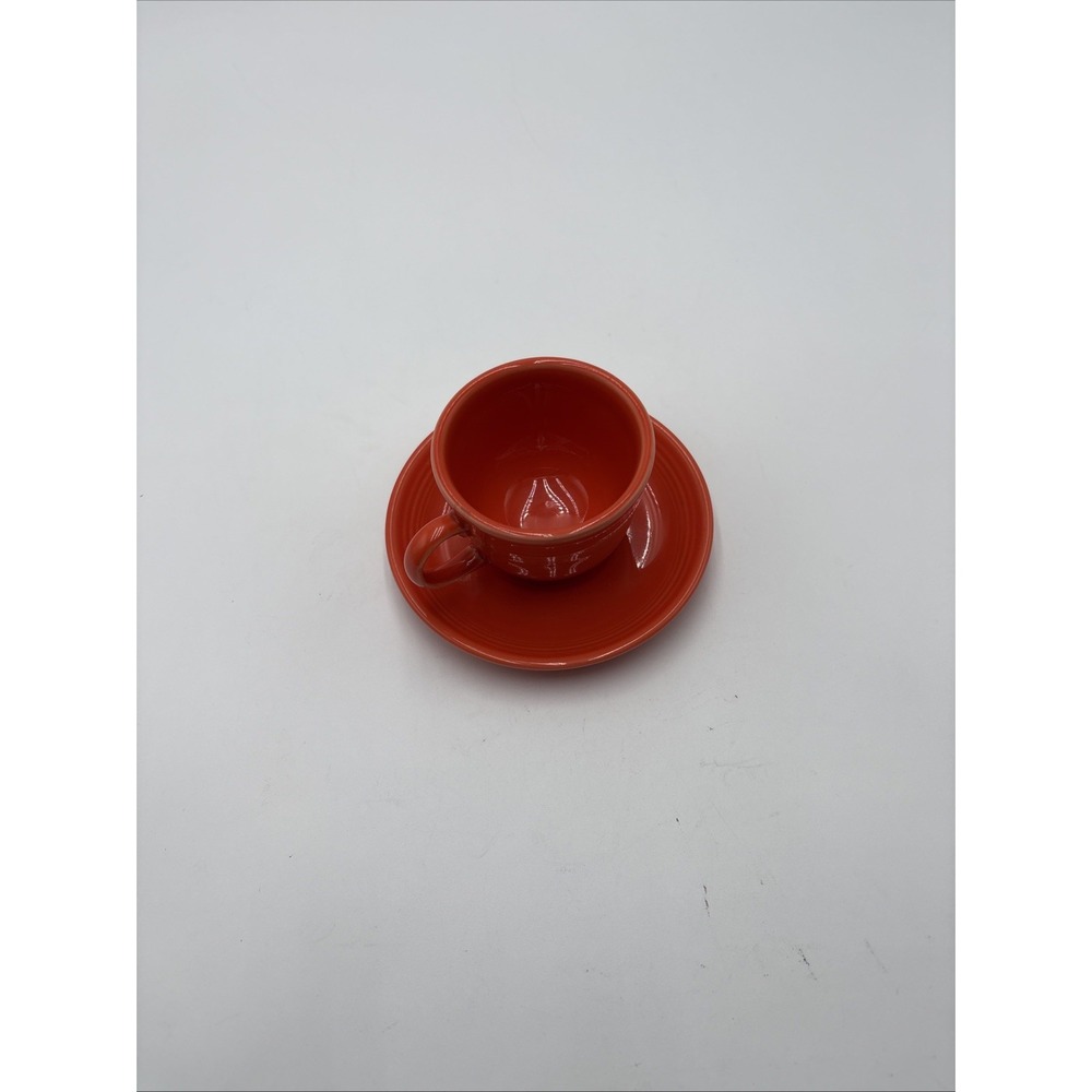 Fiestaware Coffee Tea Cup & Saucer Homer Laughlin‎ Co HLC USA Orange With Lead
